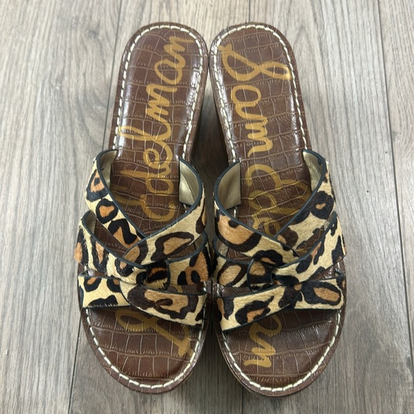 Perfect Sam Edelman Leopard Raynere platform slide calf hair sandal 8.5 - Picture 2 of 7